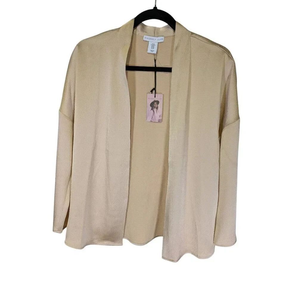 NWT Sincerely Jules Satin Open Front Gold Top Women's Size XS